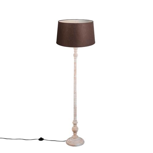 Vloerlamp met linnen kap bruin 45 cm - Classico, Huis en Inrichting, Lampen | Vloerlampen, Nieuw, Overige materialen, 150 tot 200 cm