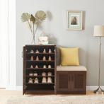 Schoenenkast Løten 97x120x36 cm wengé [en.casa], Huis en Inrichting, Verzenden, Nieuw