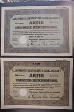 Duitsland. AEG Aktien 100 und 1000 Reichsmark ungelocht so, Antiek en Kunst, Antiek | Speelgoed