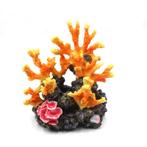 Kunstkoraal oranje geel met schelpjes OS-263 - aquarium deco, Ophalen of Verzenden, Nieuw, Sierelement