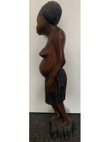 Afrikaans houten beeld zwangere dame H70 x B14 x D19, Antiek en Kunst, Kunst | Beelden en Houtsnijwerken, Ophalen of Verzenden