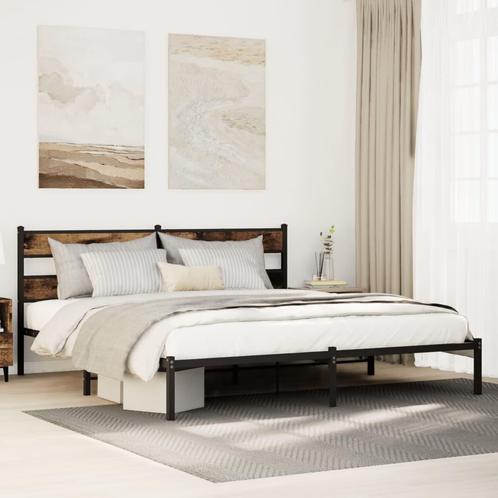 vidaXL Bedframe zonder matras metaal gerookt eikenkleurig, Huis en Inrichting, Slaapkamer | Bedden, Overige maten, Overige maten
