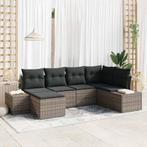 vidaXL Tuin Sofa Set met kussen met opslag 6 pcs Grijs poly, Tuin en Terras, Tuinsets en Loungesets, Verzenden, Nieuw, Rotan