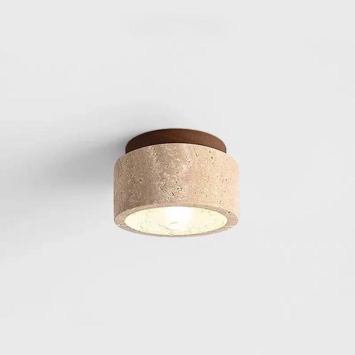 Japanse LED Plafondlamp Rond Steen en Hout, Huis en Inrichting, Lampen | Spots, Nieuw, Verzenden