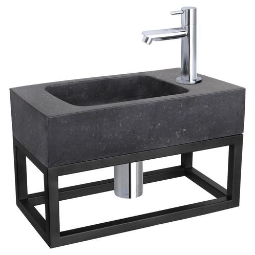 Fonteinset Differnz Bombai Natuursteen en Handoekrek 40x22x9, Doe-het-zelf en Verbouw, Sanitair, Overige typen, Nieuw, Chroom