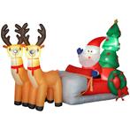 Opblaasbare Kerstdecoratie, Kerstman In Rendierslee, Polyest, Diversen, Kerst, Verzenden, Nieuw