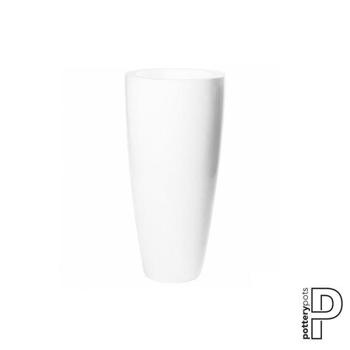 Plantenbak Dax - Glanzend wit Ø37 x (H)80 cm - Ø37 x (H)80 c, Tuin en Terras, Planten | Tuinplanten, Ophalen of Verzenden