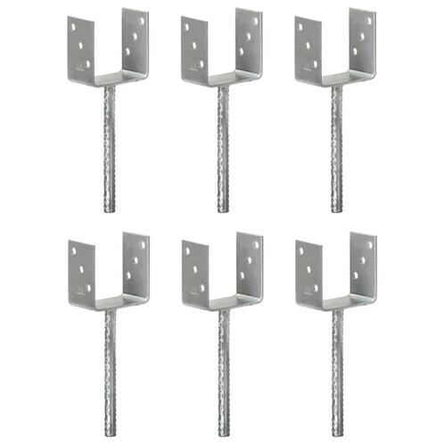 vidaXL Grondankers 6 st 10x6x30 cm gegalvaniseerd staal, Doe-het-zelf en Verbouw, IJzerwaren en Bevestigingsmiddelen, Nieuw, Verzenden