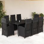 vidaXL 9-delige Tuinset poly rattan zwart, Nieuw, 8 zitplaatsen, Tuinset, Verzenden