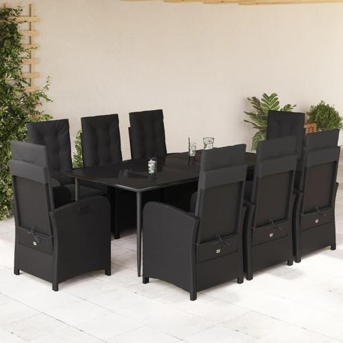 vidaXL 9-delige Tuinset poly rattan zwart, Tuin en Terras, Tuinsets en Loungesets, Tuinset, Nieuw, 8 zitplaatsen, Rotan, Verzenden