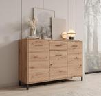 Meubella Dressoir 138x40x90 eiken | Opbergkast met lade, Huis en Inrichting, Kasten | Dressoirs, 100 tot 150 cm, Verzenden, Nieuw