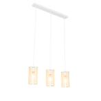 Oosterse hanglamp wit met rotan 3-lichts langwerpig - Akira, Huis en Inrichting, Lampen | Hanglampen, Nieuw, Overige stijlen