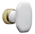 Meubelknop Octo ovaal porselein 36mm wit/messing ongelakt, Verzenden, Nieuw