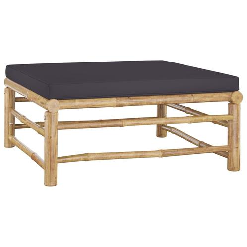 vidaXL Voetenbank met donkergrijs kussen bamboe, Tuin en Terras, Tuinsets en Loungesets, Nieuw, Hout, Verzenden