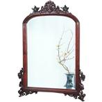 Getoogde mahonie schouwspiegel met gestoken onderhoeken en k, Ophalen of Verzenden