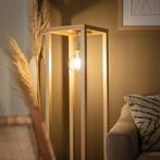 ACTIE: Vloerlamp hout modern vierkant Gobia E27 fitting FOIR, Huis en Inrichting, Lampen | Vloerlampen, Nieuw, Verzenden