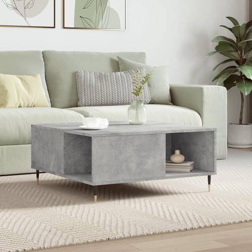 vidaXL Salontafel 80x80x36,5 cm bewerkt hout betongrijs, Huis en Inrichting, Tafels | Salontafels, 50 tot 100 cm, Nieuw, Overige houtsoorten