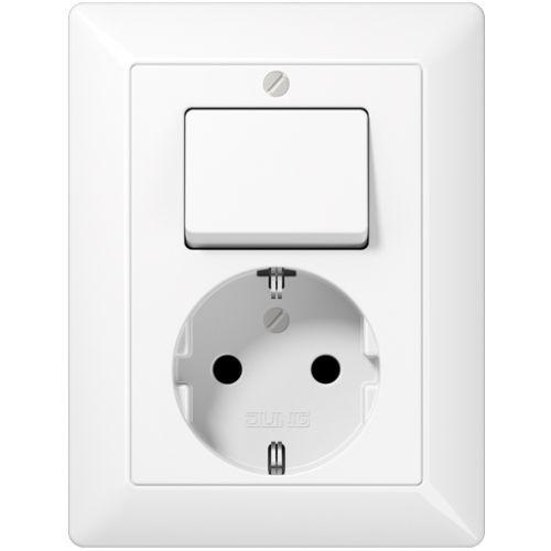 JUNG AS500 Wandcontactdoos + randaarde + wissel Alpine wit, Doe-het-zelf en Verbouw, Elektra en Kabels, Nieuw, Ophalen of Verzenden