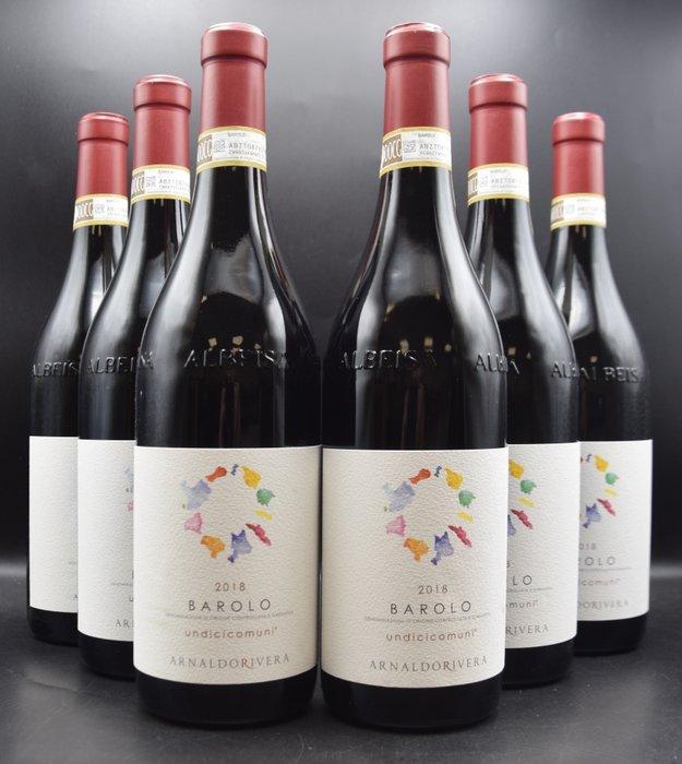 2018 Arnaldo Rivera, Undicicomuni - Barolo - 6 Flessen (0.75, Verzamelen, Wijnen