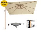 Challenger T2 premium parasol 300x300 cm teak champagne met, Tuin en Terras, Parasols, Ophalen of Verzenden, Nieuw