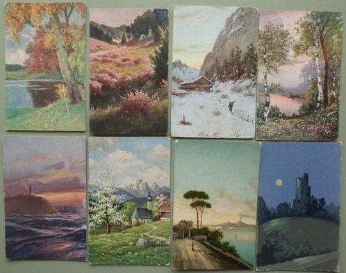 Zeer oude landschappen geschilderd en getekend - Fantasie -, Verzamelen, Ansichtkaarten | Buitenland