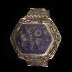 Ottomaanse Rijk Zilver-metaal Ring with Lapis Lazuli