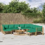 vidaXL 11-delige Loungeset met kussens bamboe groen, Verzenden, Nieuw, Hout, Loungeset