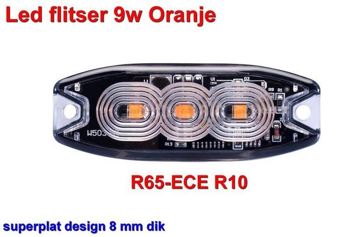 Led flitser 9W Oranje R65-ECE R10 Slim, Auto diversen, Auto-accessoires, Verzenden