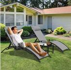 Set van 3 verstelbare tuinstoelen met tafel voor buiten, Verzenden, Nieuw