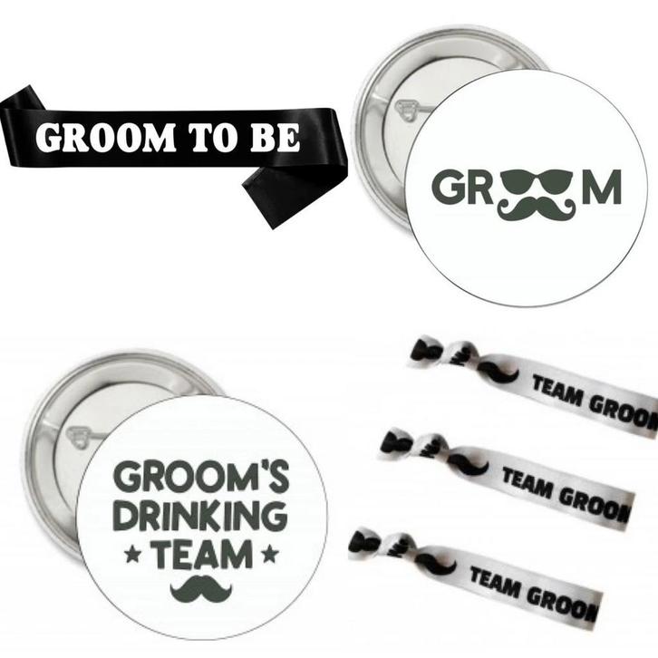 Vrijgezellenfeest Groom to Be set 24-delig voor 17,95!, Kleding | Heren, Trouwkleding en Trouwaccessoires, Zwart, Nieuw, Accessoires