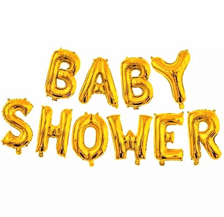 Babyshower ballonnen set met 10 grote gouden letters, Hobby en Vrije tijd, Feestartikelen, Geboorte of Huwelijk, Nieuw, Versiering