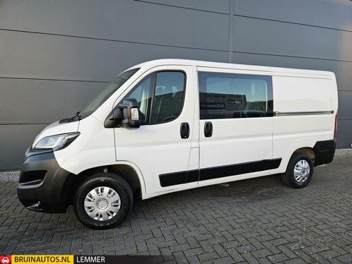 Peugeot Boxer 2.2 BlueHDi 140PK L2h1 DC Airco navi 7-pers, Auto's, Bestelauto's, Lease, Handgeschakeld, Wit, Financial lease, Diesel