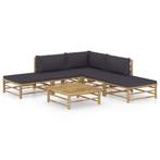 vidaXL 6-delige Loungeset met donkergrijze kussens bamboe, Verzenden, Nieuw, Hout, Loungeset