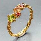 925 zilver - toermalijn - granaat - Ring, Verzamelen