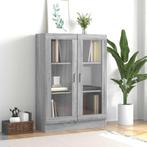 vidaXL Vitrinekast 82,5x30,5x115 cm bewerkt hout grijs, Huis en Inrichting, Kasten | Boekenkasten, Verzenden, 100 tot 150 cm, Nieuw