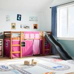 vidaXL Kinderhoogslaper met gordijnen 90x190 cm grenenhout, Huis en Inrichting, Slaapkamer | Bedden, 90 cm, Eenpersoons, Verzenden