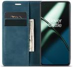 ProGuard - OnePlus 11 Wallet Hoesje Vintage Leder Blauw, Nieuw, Hoesje of Tasje, Verzenden
