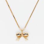 Halsketting - 18 karaat Geel goud Saffier - Strik, Nieuw