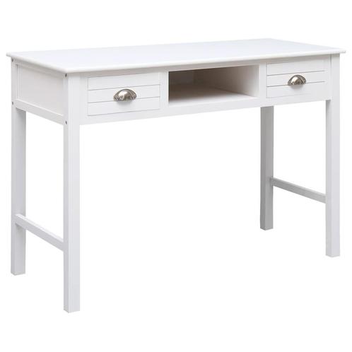 vidaXL Bureau 108x45x76 cm massief paulowniahout wit, Huis en Inrichting, Bureaus, Nieuw, Verzenden