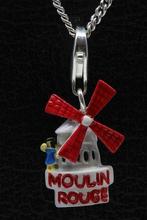 Zilveren Moulin Rouge rood/wit hanger en/of bedel, Nieuw, Verzenden