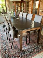 Set van 8 leren eetkamerstoelen - bruin leer, Huis en Inrichting, Stoelen, Ophalen of Verzenden, Nieuw, Leer