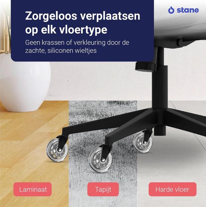 Stane Bureaustoel Wieltjes bureaustoelwielen Zwenkwielen, Huis en Inrichting, Bureaustoelen, Nieuw, Ophalen of Verzenden