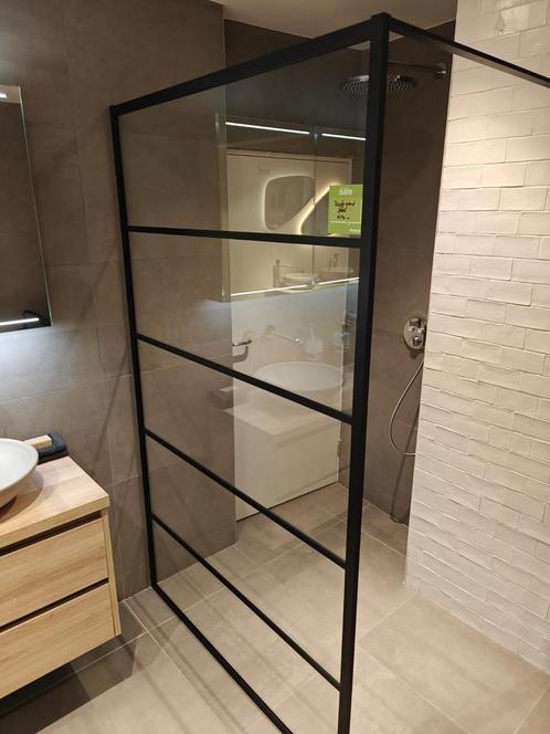Showmodel Inloopdouche mat zwart soho stijl 120cm - 0032, Doe-het-zelf en Verbouw, Sanitair, Douche, Nieuw, Glas, Ophalen
