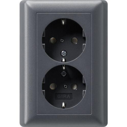 GIRA Systeem 55 Wandcontactdoos met randaarde Kinderveilig, Doe-het-zelf en Verbouw, Elektra en Kabels, Nieuw, Ophalen of Verzenden