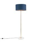 Vloerlamp messing met blauwe kap 50 cm - Kaso, Nieuw, Overige materialen, Modern, 150 tot 200 cm