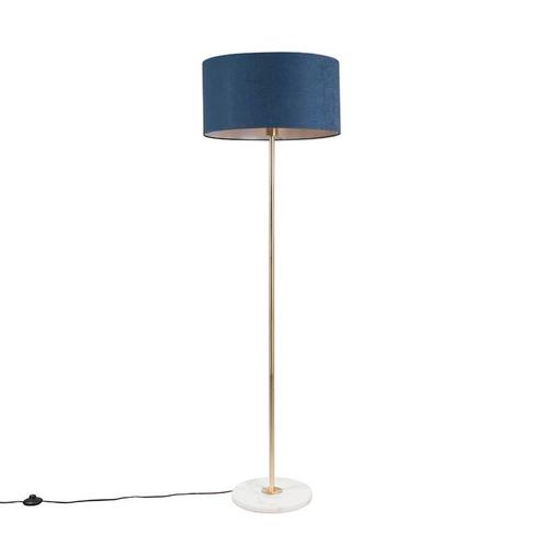 Vloerlamp messing met blauwe kap 50 cm - Kaso, Huis en Inrichting, Lampen | Vloerlampen, Nieuw, Overige materialen, 150 tot 200 cm