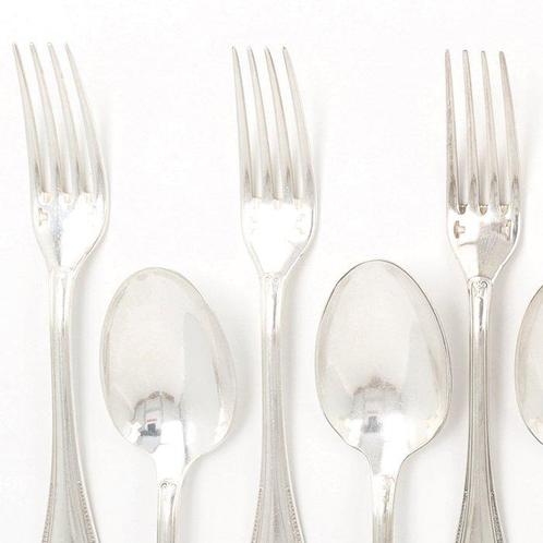 Christofle, Dessertvork & Dessertlepel model Malmaison -, Antiek en Kunst, Antiek | Meubels | Tafels