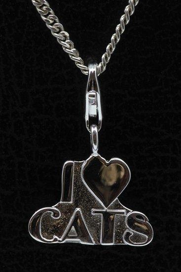 Zilveren I Love Cats hanger en/of bedel, Sieraden, Tassen en Uiterlijk, Bedels, Verzenden