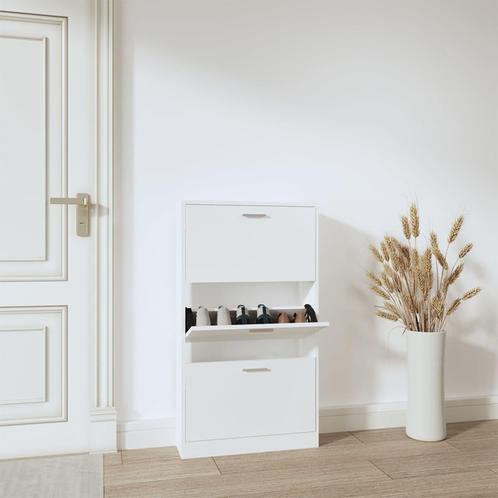 vidaXL Schoenenkast 59x17x108 cm bewerkt hout wit, Huis en Inrichting, Kasten | Schoenenrekken, Nieuw, Verzenden