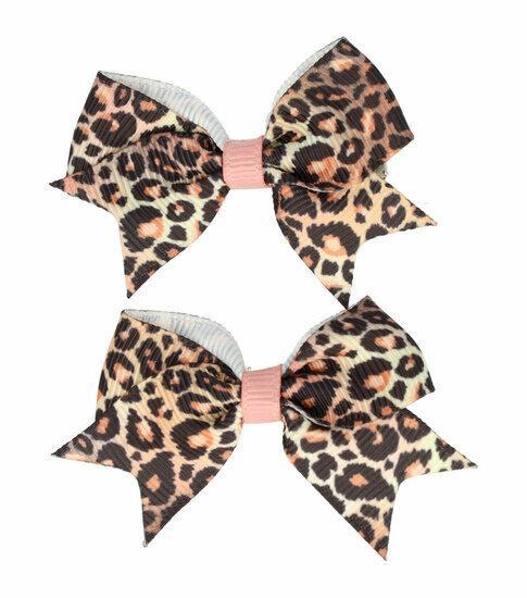 Haarspeld Duckklem Strik Stof 5cm Panter Print Zwart Beig..., Sieraden, Tassen en Uiterlijk, Uiterlijk | Haarverzorging, Verzenden
